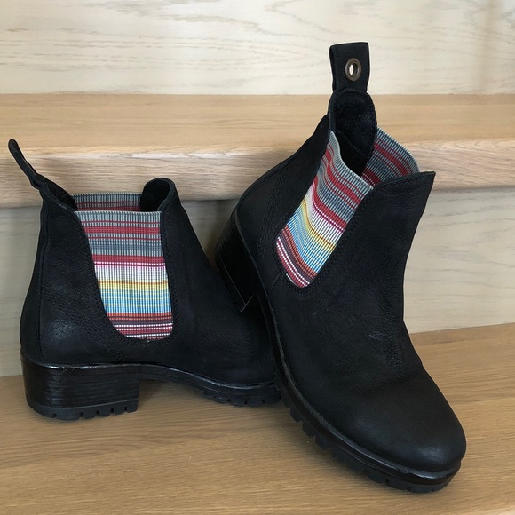 Bueno Women's Florida Boots, Black Leather with fun Multi-Colour Elasti, Size 38 - Picture 3 of 13